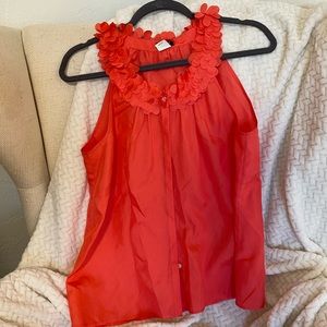 J. Crew Coral Pink 100% Silk Blouse